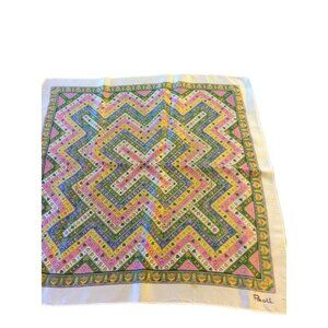 Mod Retro Paoli Geometric Square Scarf Tan Black Yellow Red‎